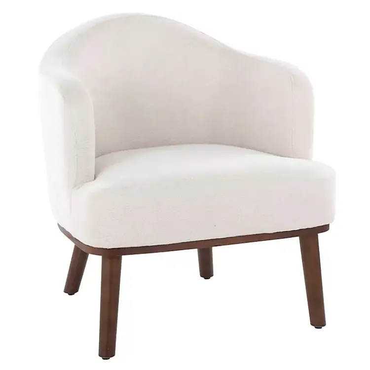 Accent Chairs-Kirklands Home Cream Upholstered Midcentury Modern Accent Chair Ivory