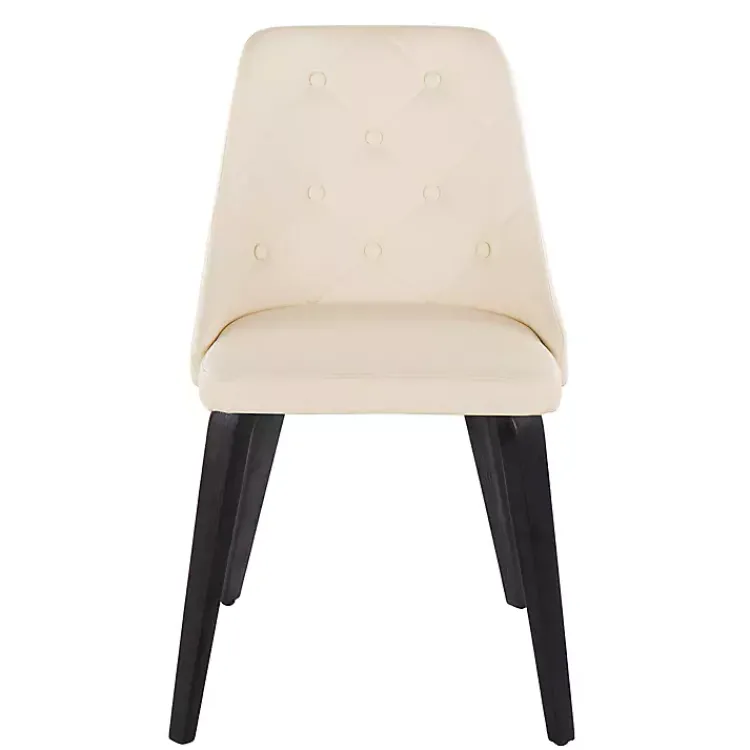 Dining Chairs-Kirklands Home Cream & Black Faux Leather Dining Chairs, Set of 2 Ivory