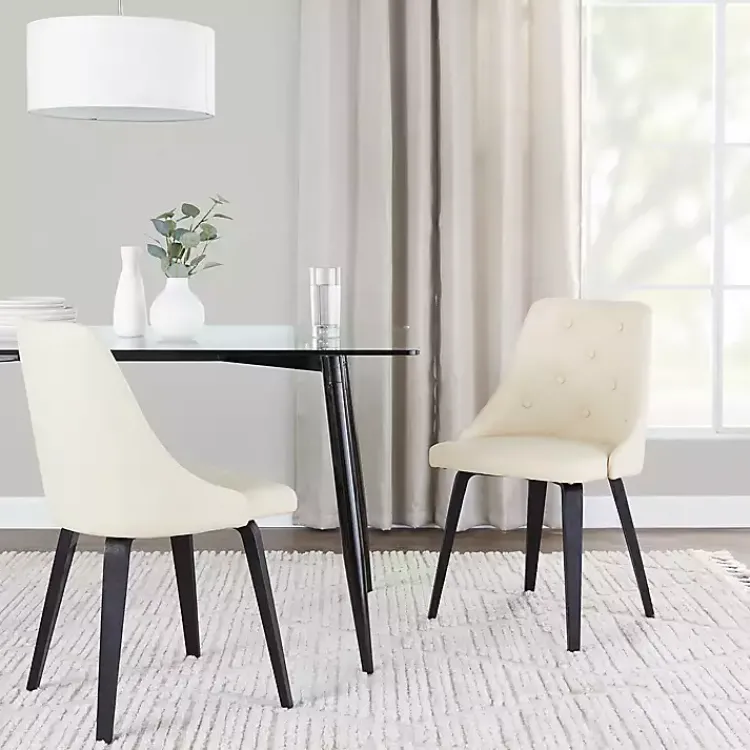 Dining Chairs-Kirklands Home Cream & Black Faux Leather Dining Chairs, Set of 2 Ivory