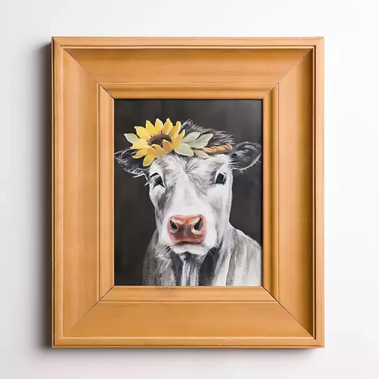 Framed Art-Kirklands Home Cow with Sunflower Crown Framed Art Print