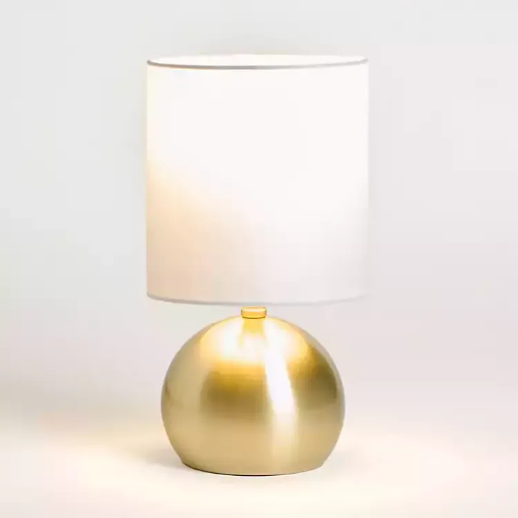 Table Lamps-Kirklands Home Plated Brass Metal Round Table Lamp Gold
