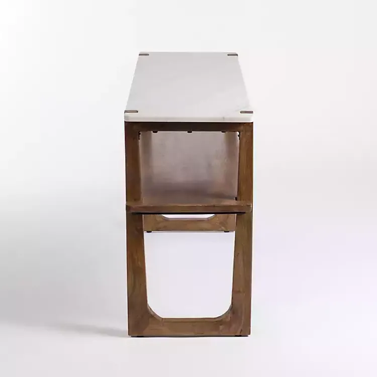 Console Tables-Kirklands Home Allen Wood and Marble Console Table