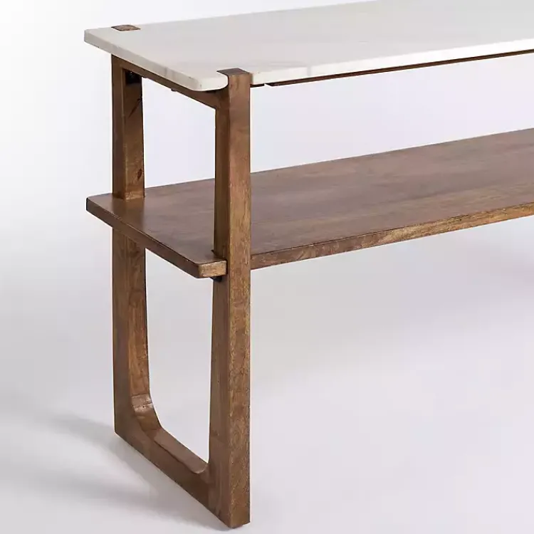 Console Tables-Kirklands Home Allen Wood and Marble Console Table