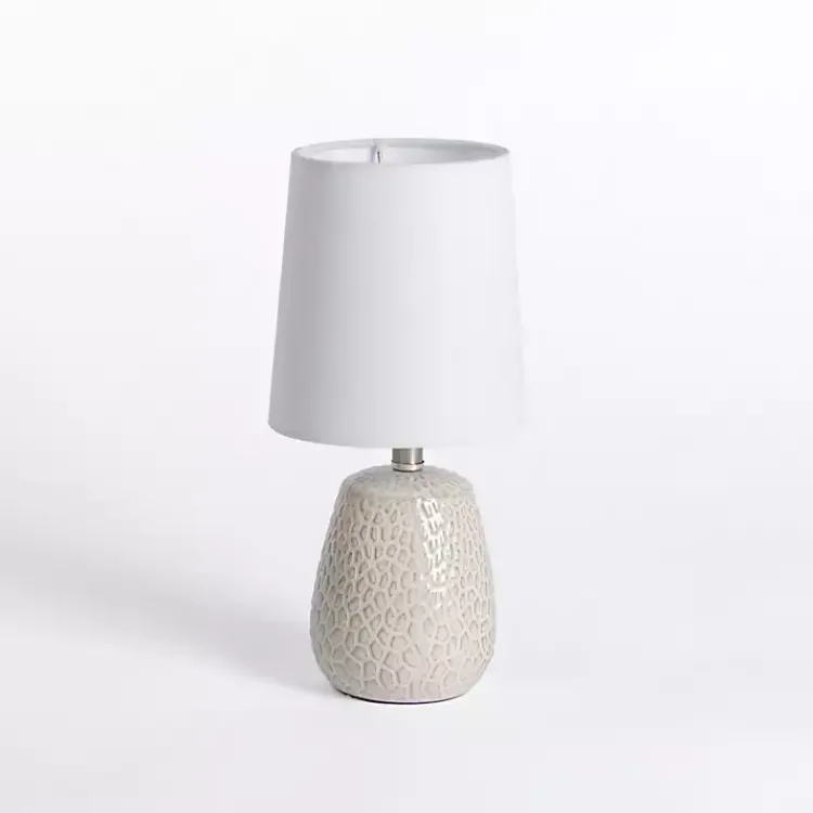 Table Lamps-Kirklands Home Neutral Giraffe Pattern Mini Table Lamp White