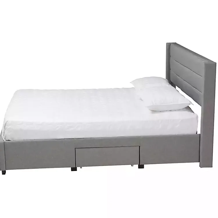 Beds & Headboards-Kirklands Home Braylon Upholstered 3-Drawer Full Bed Gray