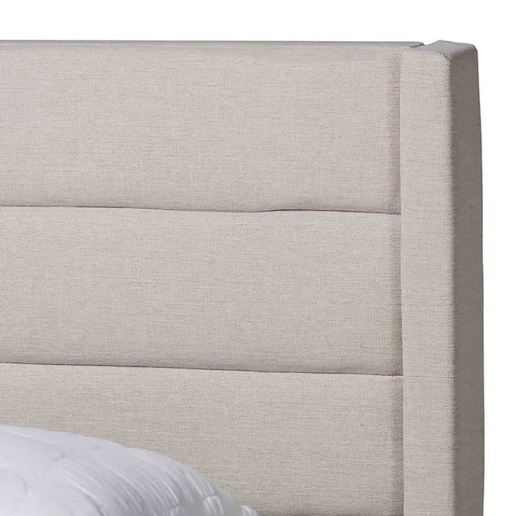Beds & Headboards-Kirklands Home Beige Braylon Upholstered 3-Drawer Queen Bed Tan