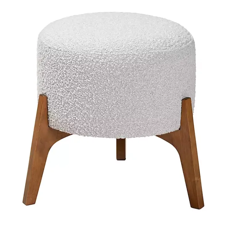 Benches & Ottomans-Kirklands Home Mid-Century Modern Boucle Ottoman Gray