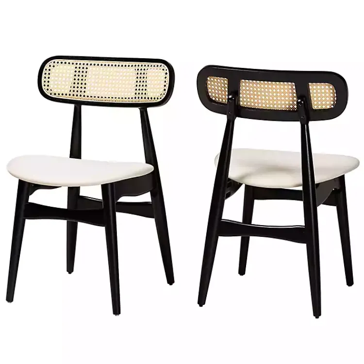 Dining Chairs-Kirklands Home Black Mid-Century Modern Dining Chairs, Set of 2 White