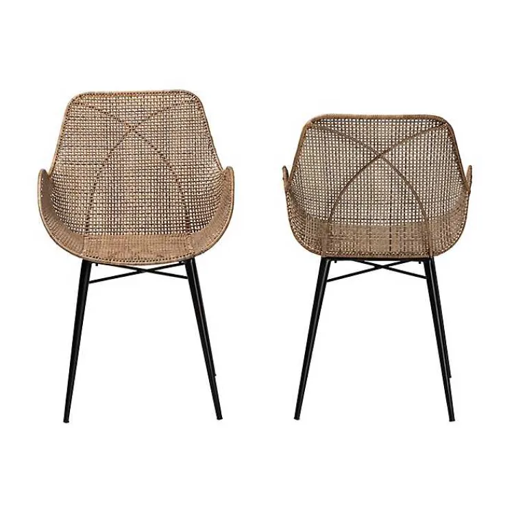 Dining Chairs-Kirklands Home Graywashed Metal Flared Dining Chairs, Set of 2 Brown