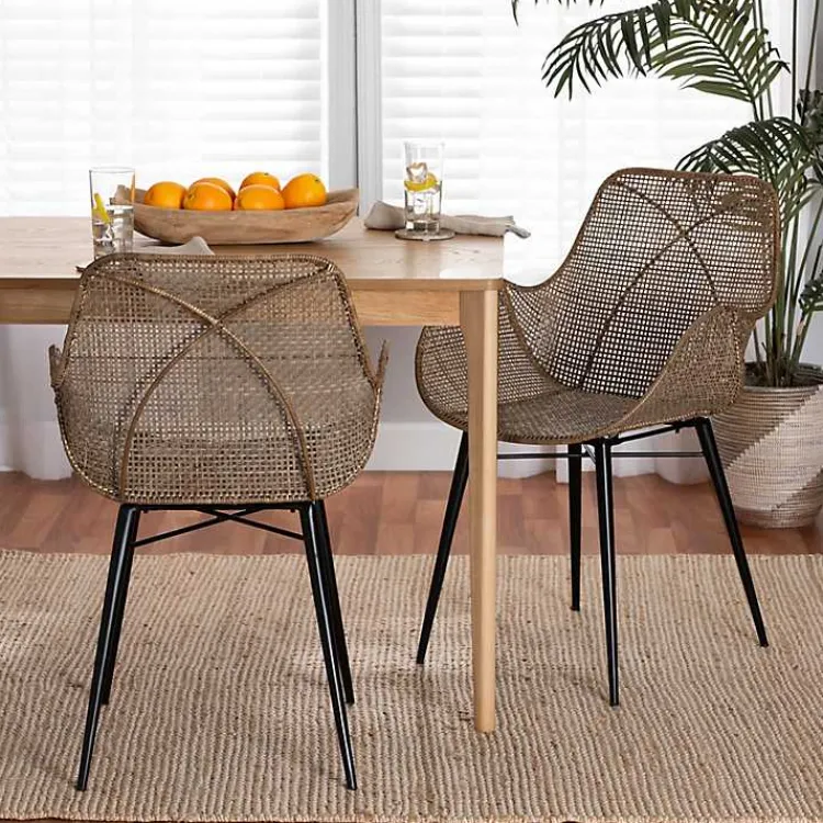 Dining Chairs-Kirklands Home Graywashed Metal Flared Dining Chairs, Set of 2 Brown
