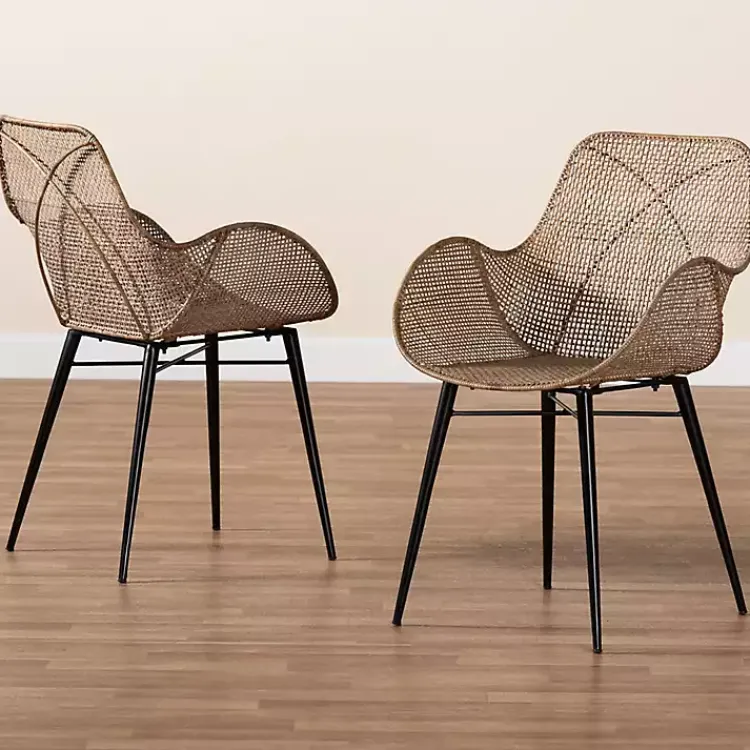 Dining Chairs-Kirklands Home Graywashed Metal Flared Dining Chairs, Set of 2 Brown