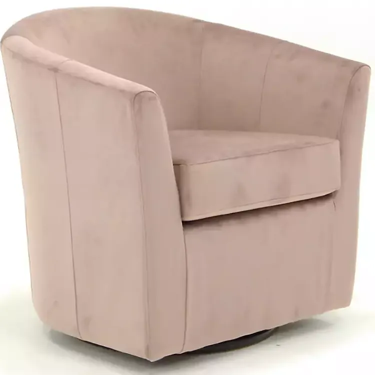 Accent Chairs-Kirklands Home Light Swivel Barrel Accent Chair Pink
