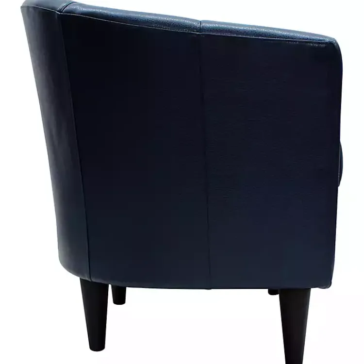 Accent Chairs-Kirklands Home Navy Faux Leather Winslow Accent Chair Blue