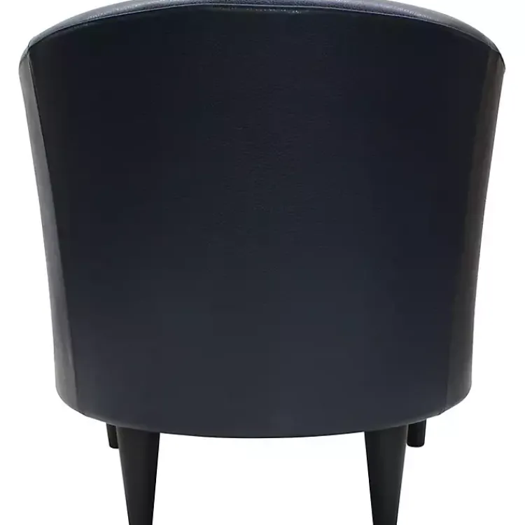 Accent Chairs-Kirklands Home Navy Faux Leather Winslow Accent Chair Blue