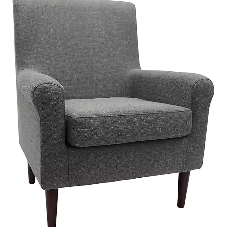 Accent Chairs-Kirklands Home Ellen Rolled Arms Accent Chair Gray