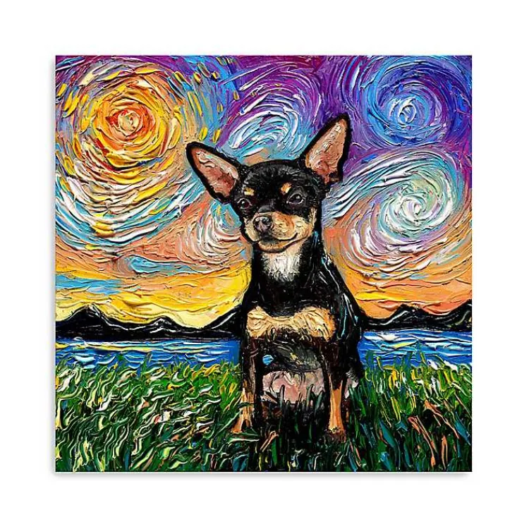 Canvas Art-Kirklands Home Aja Trier Chihuahua Starry Night Canvas Print Multi