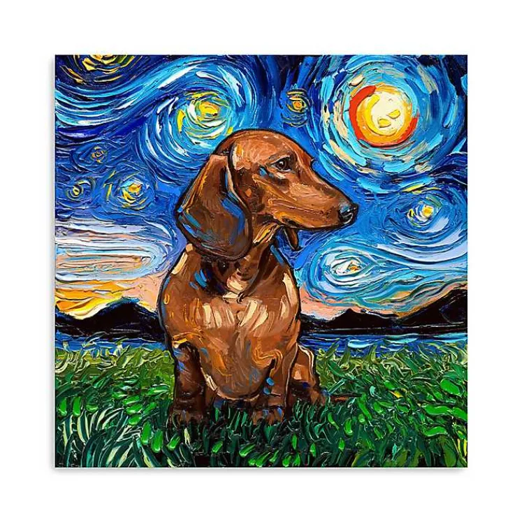 Canvas Art-Kirklands Home Aja Trier Dachshund I Starry Night Canvas Print