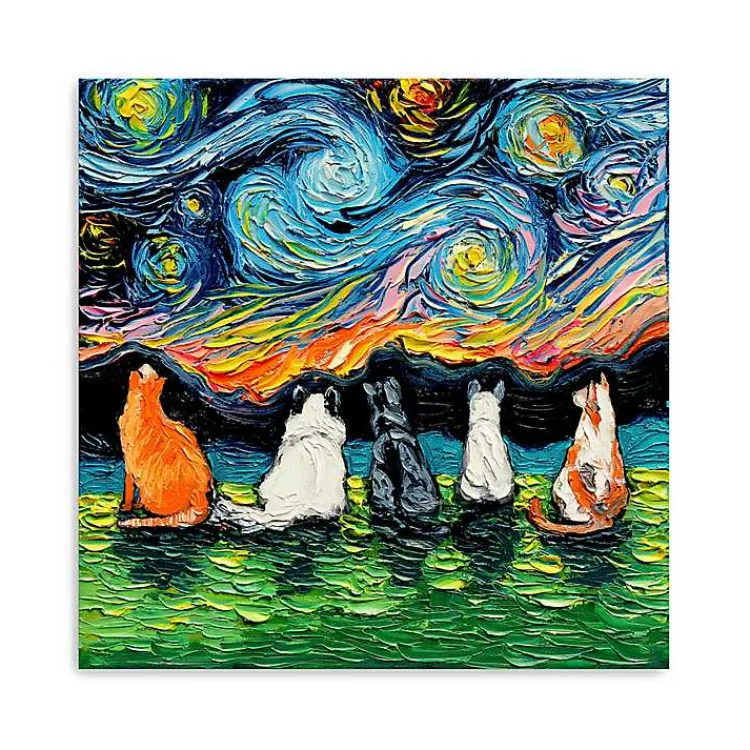 Canvas Art-Kirklands Home Aja Trier Cat Friends Starry Night Canvas Print