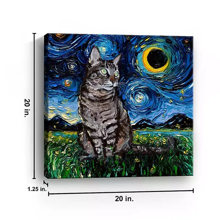 Canvas Art-Kirklands Home Aja Trier Tabby Cat Starry Night Canvas Art Print