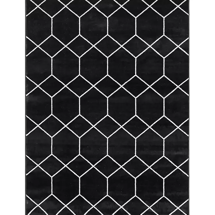 Area Rugs-Kirklands Home Black and White Trellis Woven Area Rug, 6x9