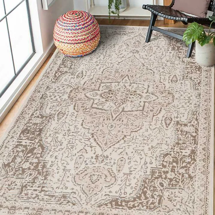 Area Rugs-Kirklands Home Cream Medallion Area Rug, 5x8 Ivory