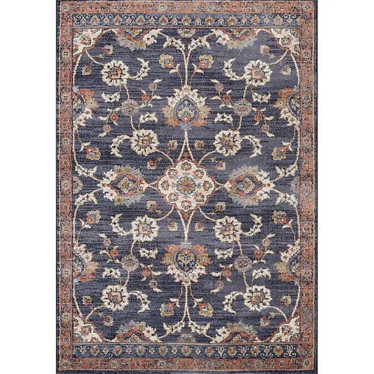 Area Rugs-Kirklands Home Navy Floral Area Rug, 5x8 Blue