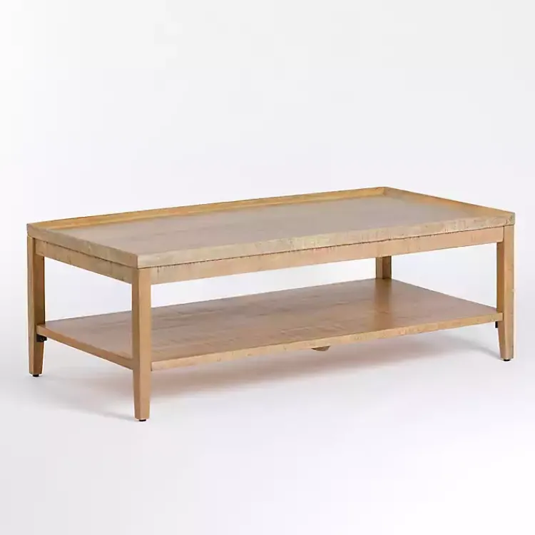 Coffee Tables-Kirklands Home Natural Wood Hughes Coffee Table Tan