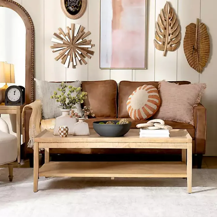 Coffee Tables-Kirklands Home Natural Wood Hughes Coffee Table Tan