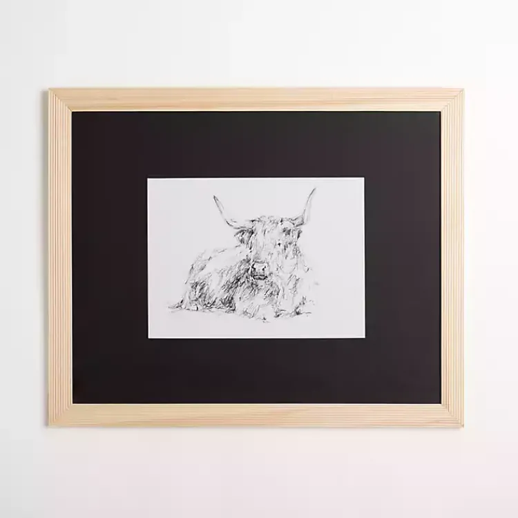 Framed Art-Kirklands Home Highland Cattle Sketch Framed Art Print