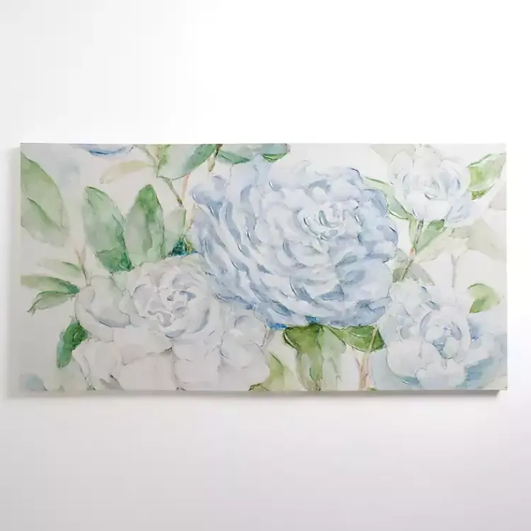 Canvas Art-Kirklands Home Blue and White Peony Blooms Canvas Art Print