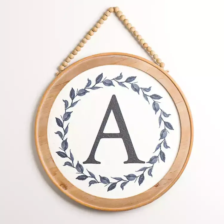 Monogram Wall Decor-Kirklands Home Blue Leaf Wreath Monogram A Wood Wall Plaque