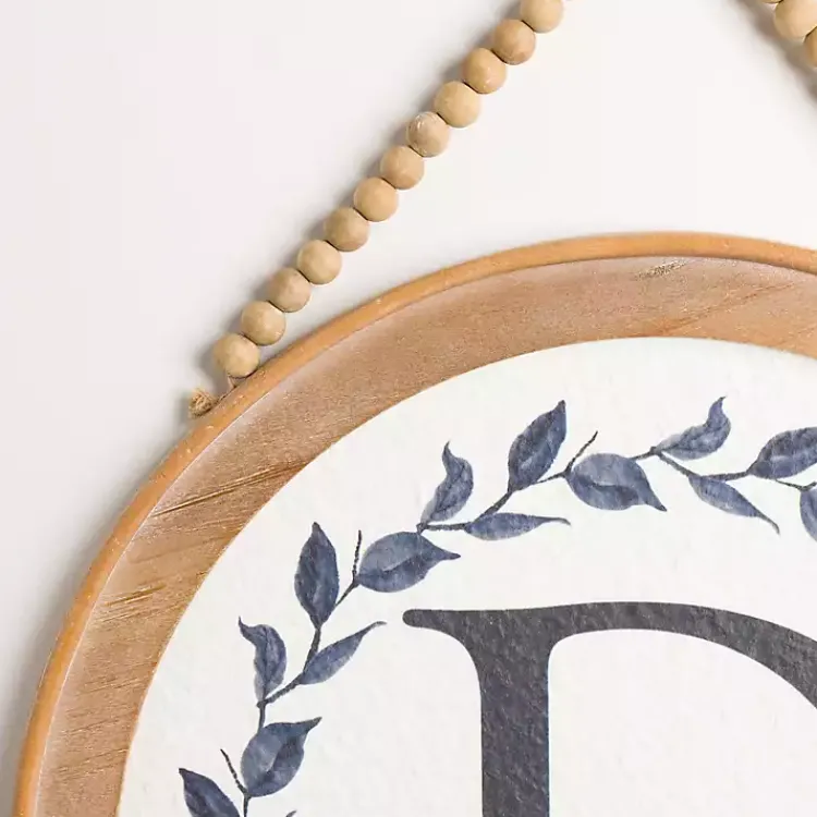 Monogram Wall Decor-Kirklands Home Blue Leaf Wreath Monogram D Wood Wall Plaque