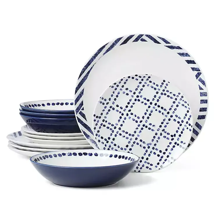 Dinnerware-Kirklands Home Blue & White Harbour 12-pc. Dinnerware Set