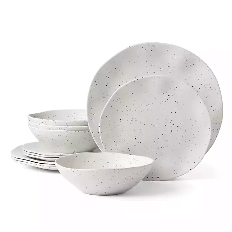 Dinnerware-Kirklands Home Cream Terrazzo 12-pc. Melamine Dinnerware Set Ivory