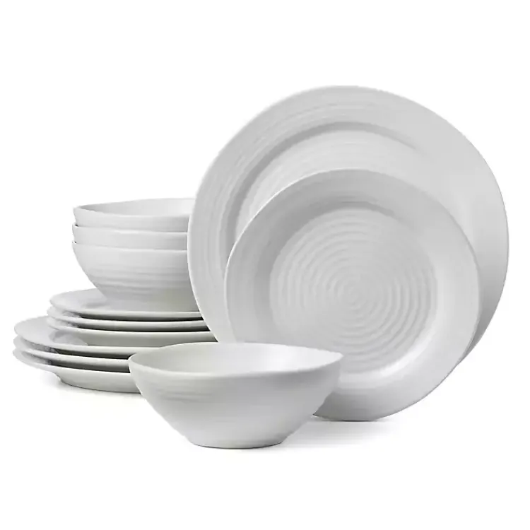Dinnerware-Kirklands Home Ridge 12-pc. Stoneware Dinnerware Set White
