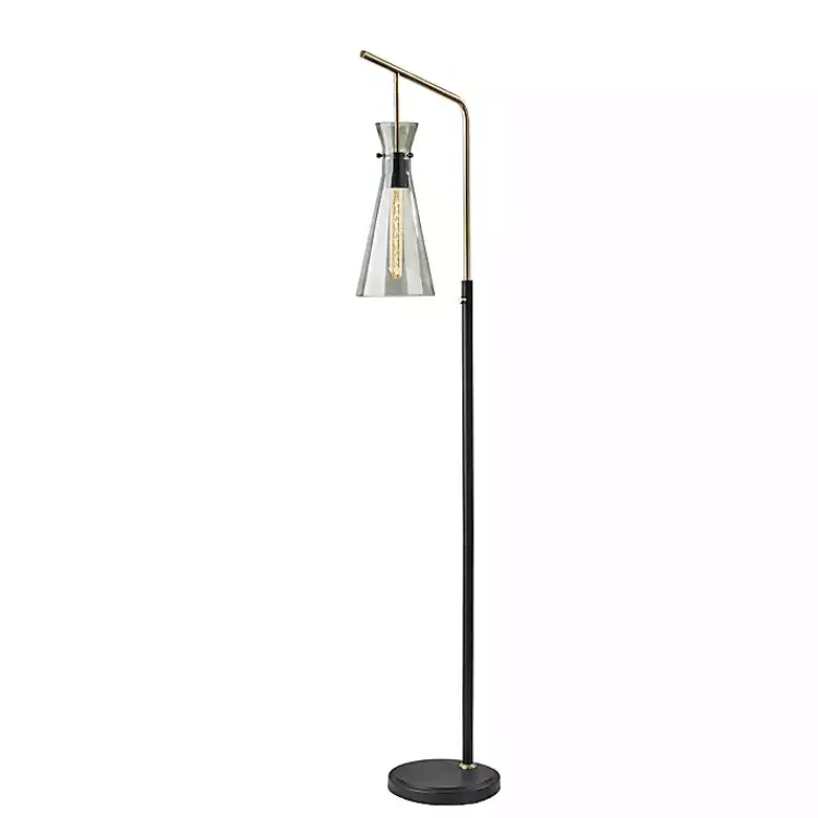 Floor Lamps-Kirklands Home Walter Smoked Glass Floor Lamp Gray