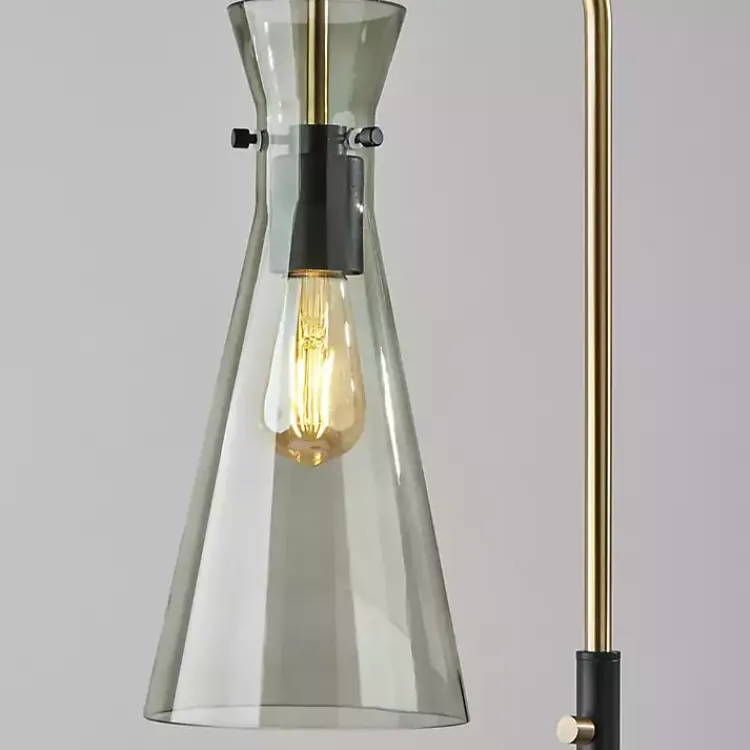 Floor Lamps-Kirklands Home Walter Smoked Glass Floor Lamp Gray