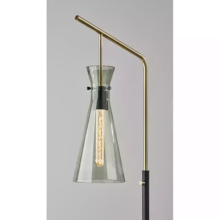 Floor Lamps-Kirklands Home Walter Smoked Glass Floor Lamp Gray