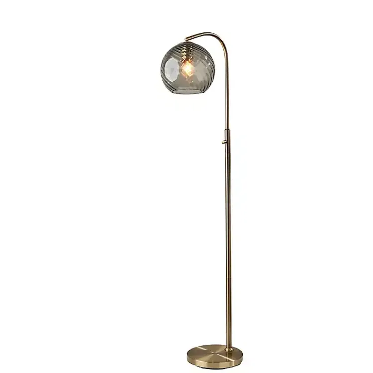 Floor Lamps-Kirklands Home Carmen Smoked Swirled Glass Floor Lamp Gray