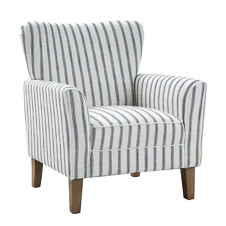 Accent Chairs-Kirklands Home Gustaf Navy Striped Armchair