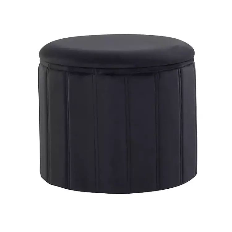 Benches & Ottomans-Kirklands Home Collapsible Storage Ottoman Black