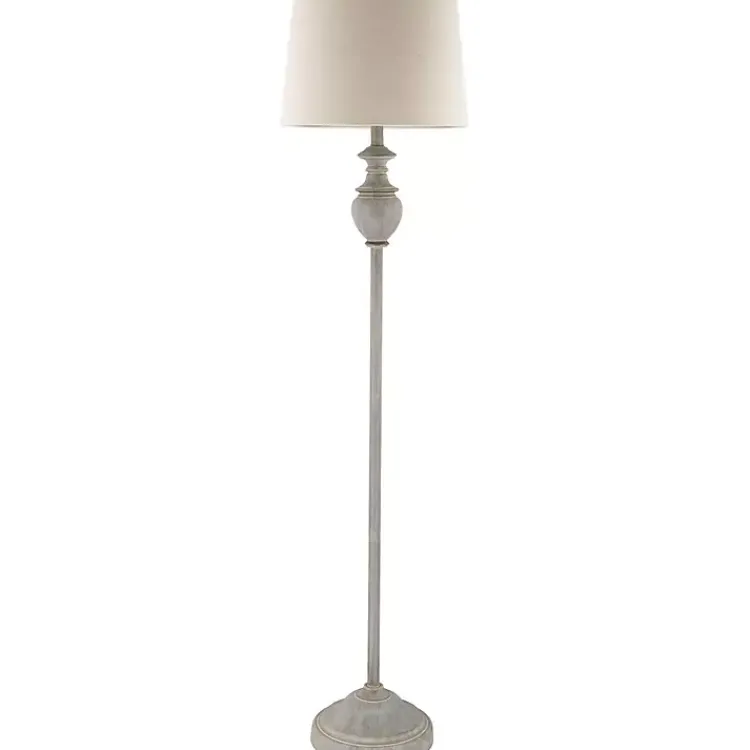 Floor Lamps-Kirklands Home Distressed Gray Hadlee Floor Lamp Tan