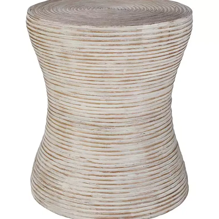 Accent & End Tables-Kirklands Home Whitewashed Natural Rattan Accent Table