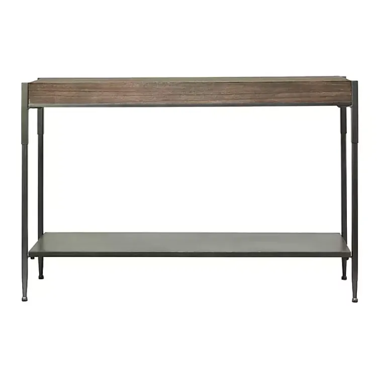 Console Tables-Kirklands Home Gray Metal and Wood Console Table