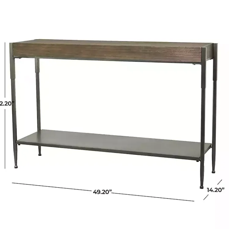 Console Tables-Kirklands Home Gray Metal and Wood Console Table