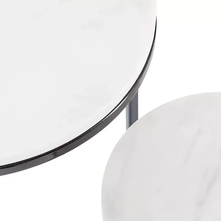 Accent & End Tables-Kirklands Home White Marble Nesting Accent Tables, Set of 2 Black