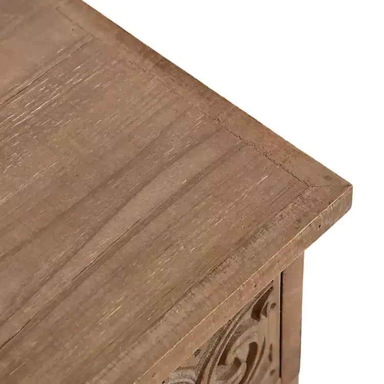 Accent & End Tables-Kirklands Home Rustic Ornate Carved Wood Accent Table Brown