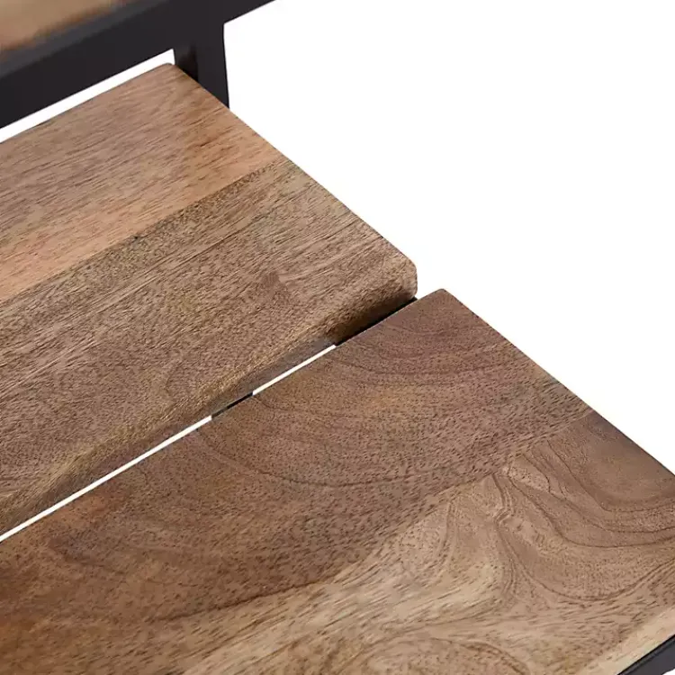 Accent & End Tables-Kirklands Home Natural Wood Metal Accent Table Black