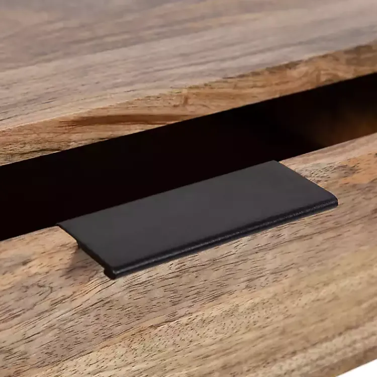 Accent & End Tables-Kirklands Home Natural Wood Metal Accent Table Black