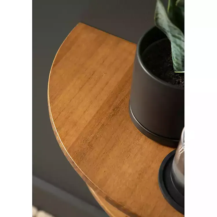 Accent & End Tables-Kirklands Home Rustic Wood Half Moon Floating Accent Table Brown